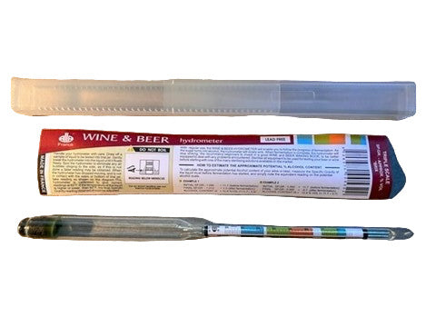 Wine and beer hydrometer with packaging on a white Background