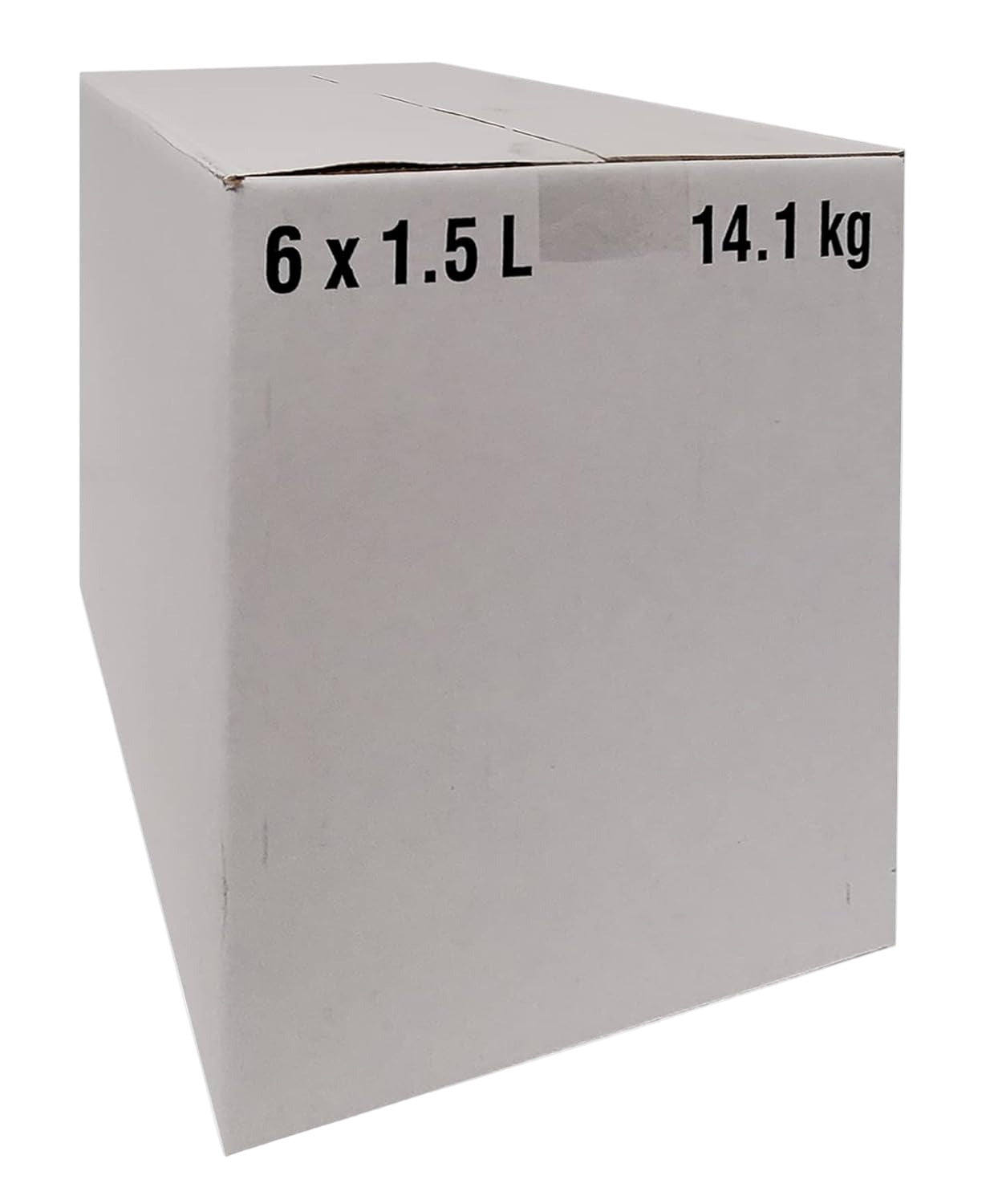 White cardboard box with measurements on a white background