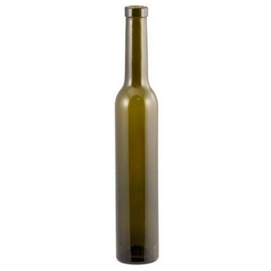 Dark Green glass bottle on a white background.