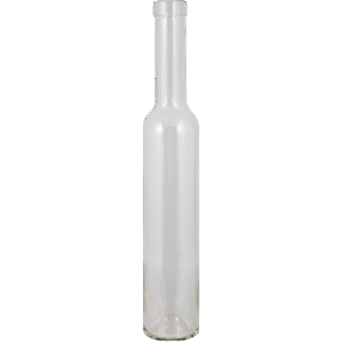 Clear glass bottle on a white background